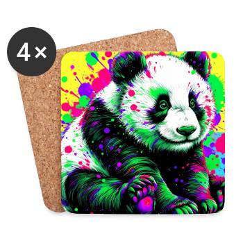 panda - Dessous de verre (lot de 4) - blanc - Devant