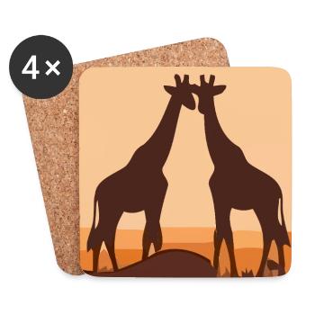 Giraffe Love Safari Silhouette Nature Shirt - Coasters (set of 4) - white - Front