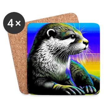 otter - Coasters (set of 4) - white - Front