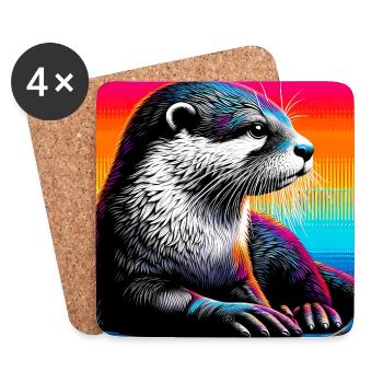 otter - Coasters (set of 4) - white - Front