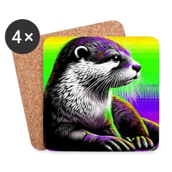 otter - Coasters (set of 4) - white - Front