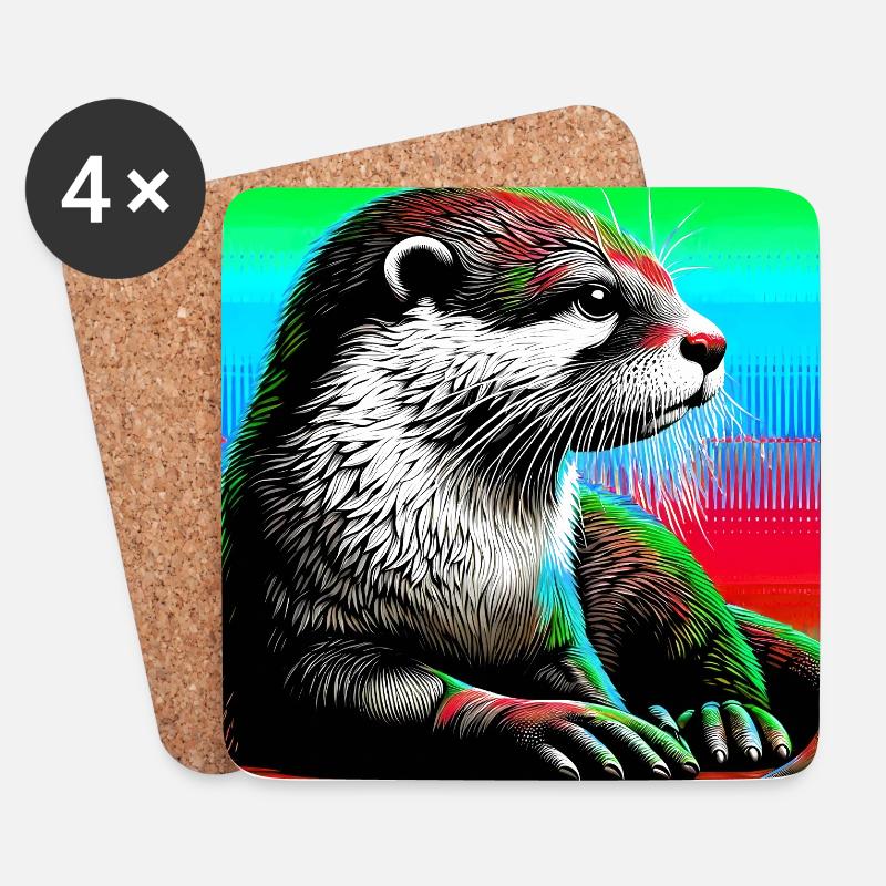 otter - Coasters (set of 4) - white
