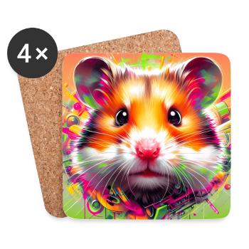 Hamster - Untersetzer (4er-Set) - Weiß - Vorne
