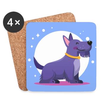 Lila Scottish-Terrier (Comic) - Untersetzer (4er-Set) - Weiß - Vorne