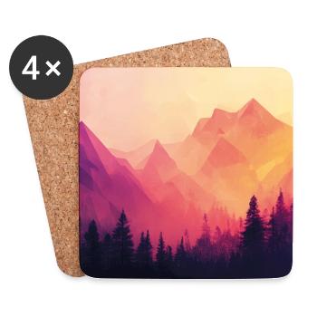 montagnes forestières - Dessous de verre (lot de 4) - blanc - Devant
