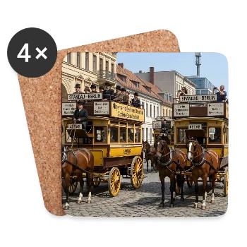 Historische Pferdeomnibusse in Berlin Spandau - Untersetzer (4er-Set) - Weiß - Vorne