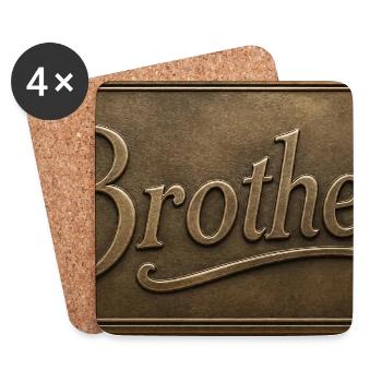 Brüder Bronzerelief Plakette - Untersetzer (4er-Set) - Weiß - Vorne