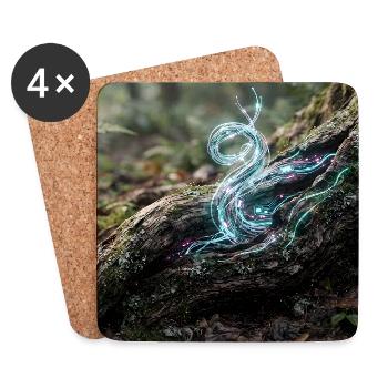 Magie de la Forêt : Fibres d’énergie lumineuses dans les racines des arbres - Dessous de verre (lot de 4) - blanc - Devant