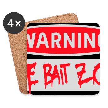 Avertissement Rage Appât Attention Zone Panneau Amusant Avertissement - Dessous de verre (lot de 4) - blanc - Devant