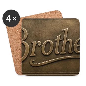 Plaque en relief de bronze des Frères - Dessous de verre (lot de 4) - blanc - Devant