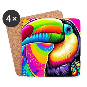 Toucan Pop Art - Dessous de verre (lot de 4) - blanc - Devant
