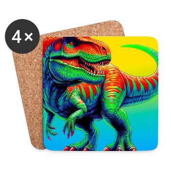dinosaure - Dessous de verre (lot de 4) - blanc - Devant