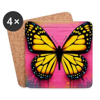 papillon - Dessous de verre (lot de 4) - blanc - Devant