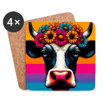 vache - Dessous de verre (lot de 4) - blanc - Devant