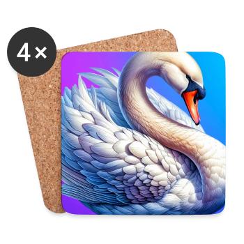 cygne - Dessous de verre (lot de 4) - blanc - Devant