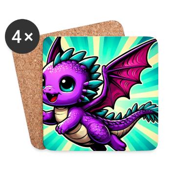 Drache - Untersetzer (4er-Set) - Weiß - Vorne