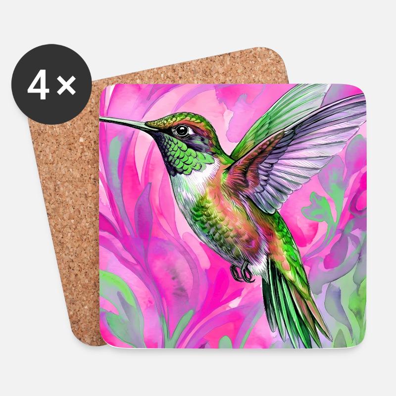 Kolibri - Untersetzer (4er-Set) - Weiß