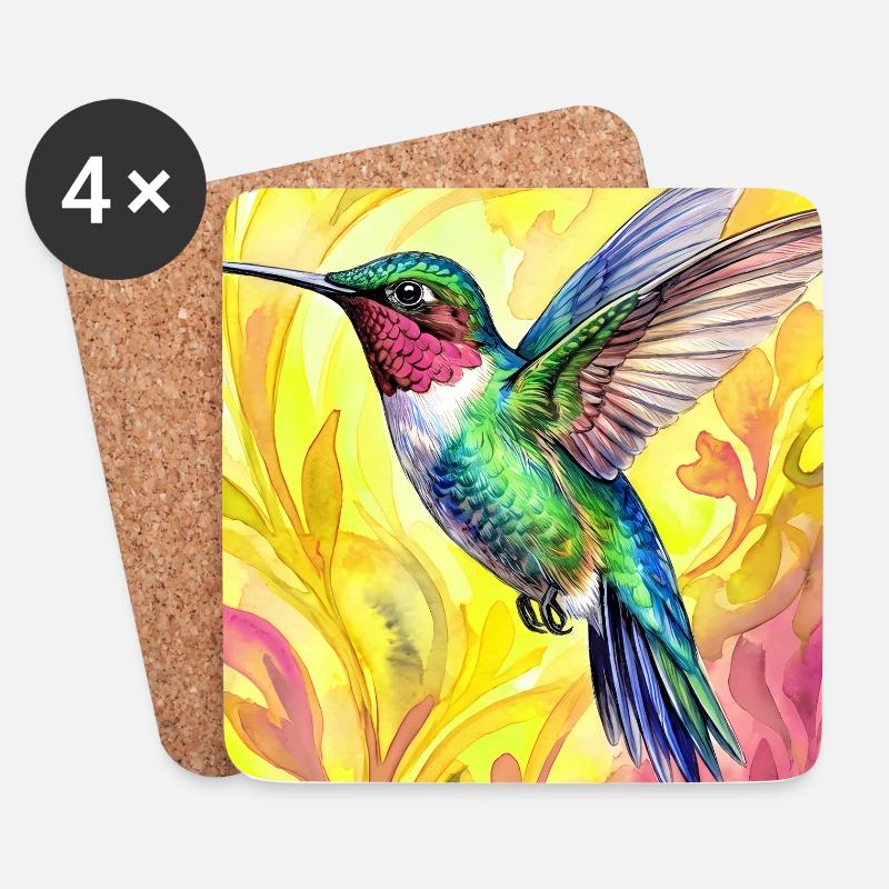 Kolibri - Untersetzer (4er-Set) - Weiß
