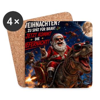 Liefernacht Weihnachtsmann Dino Humor Spruch Wild - Untersetzer (4er-Set) - Weiß - Vorne
