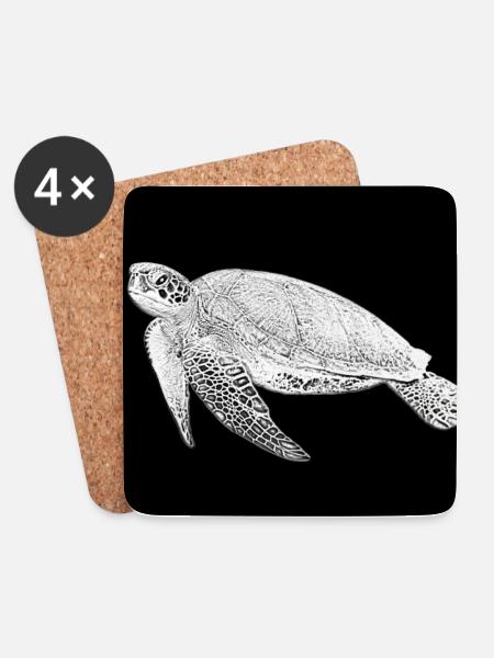 Schildkröte - Untersetzer (4er-Set) - Weiß