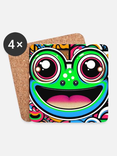 Frosch Pop Art - Untersetzer (4er-Set) - Weiß