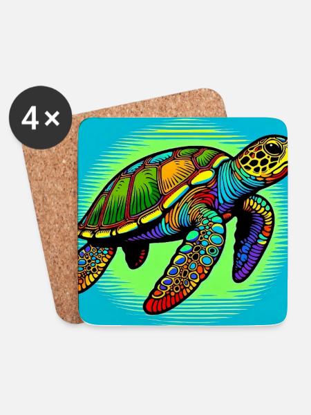 Schildkröte - Untersetzer (4er-Set) - Weiß