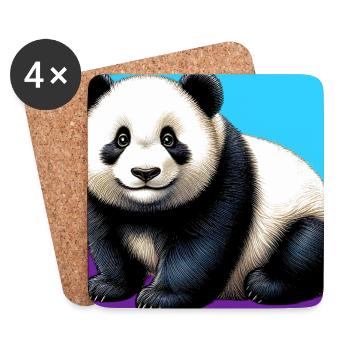 Panda - Untersetzer (4er-Set) - Weiß - Vorne