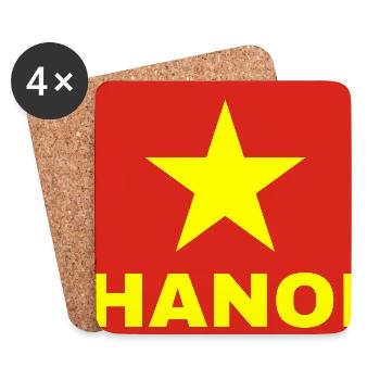 La ville de Hanoi dans le drapeau vietnamien - Dessous de verre (lot de 4) - blanc - Devant