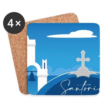 Santorini Panorama von der Kirche aus - Untersetzer (4er-Set) - Weiß - Vorne