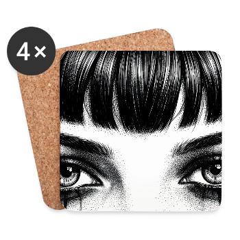 Conception en forme de goutte aux yeux noirs et blancs - Dessous de verre (lot de 4) - blanc - Devant