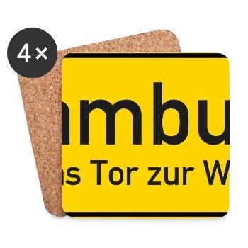 Panneau de nom de lieu de Hambourg Allemagne - Dessous de verre (lot de 4) - blanc - Devant