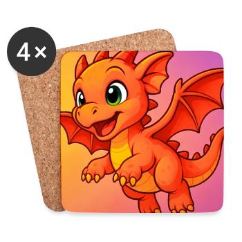 Drache - Untersetzer (4er-Set) - Weiß - Vorne