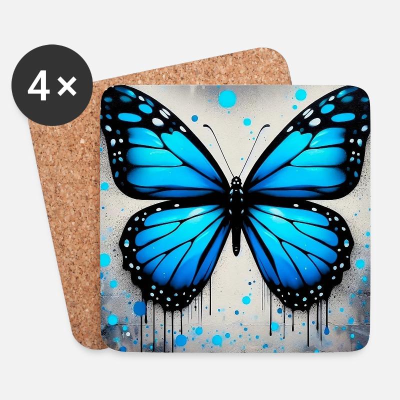 Schmetterling - Untersetzer (4er-Set) - Weiß