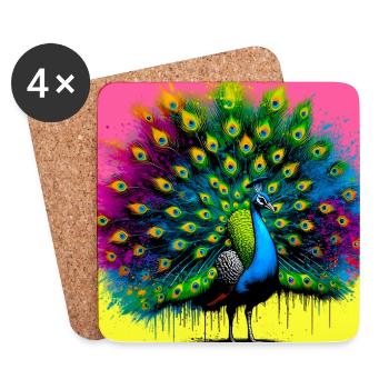 peacock - Coasters (set of 4) - white - Front