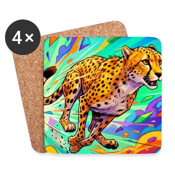 guépard - Dessous de verre (lot de 4) - blanc - Devant