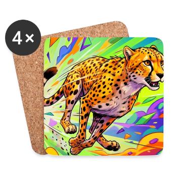 cheetah - Coasters (set of 4) - white - Front