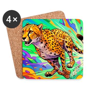 guépard - Dessous de verre (lot de 4) - blanc - Devant