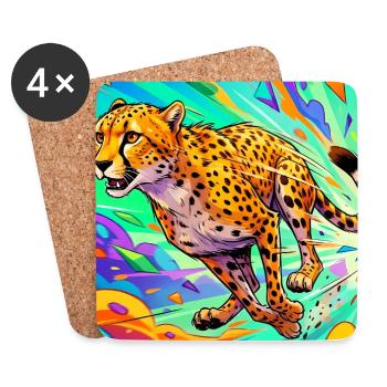 cheetah - Coasters (set of 4) - white - Front