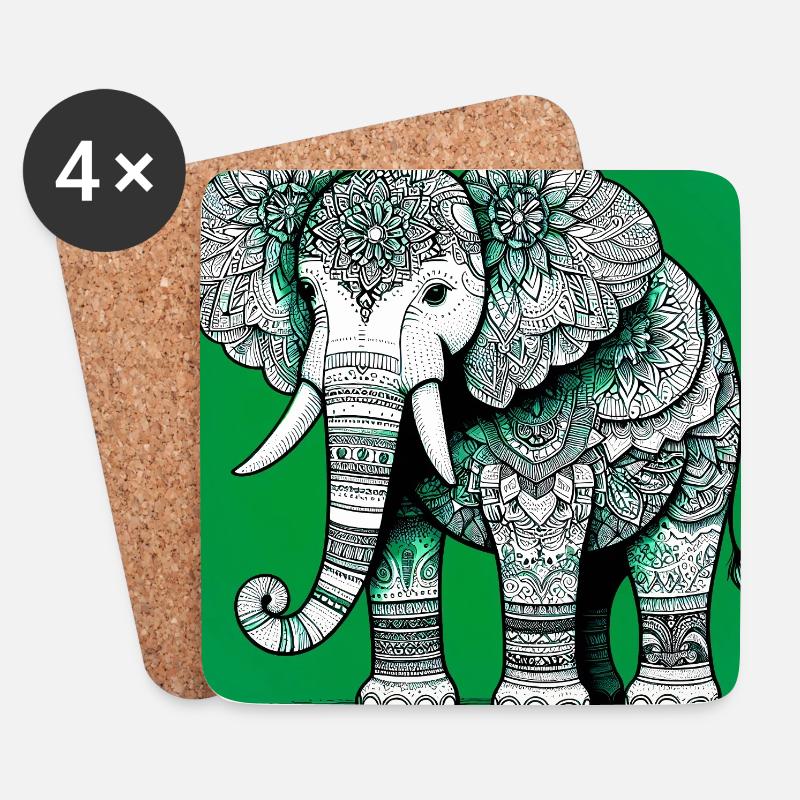 elephant - Coasters (set of 4) - white