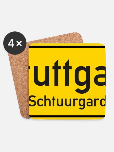 Ortsschild Stuttgart Deutschland - Untersetzer (4er-Set) - Weiß