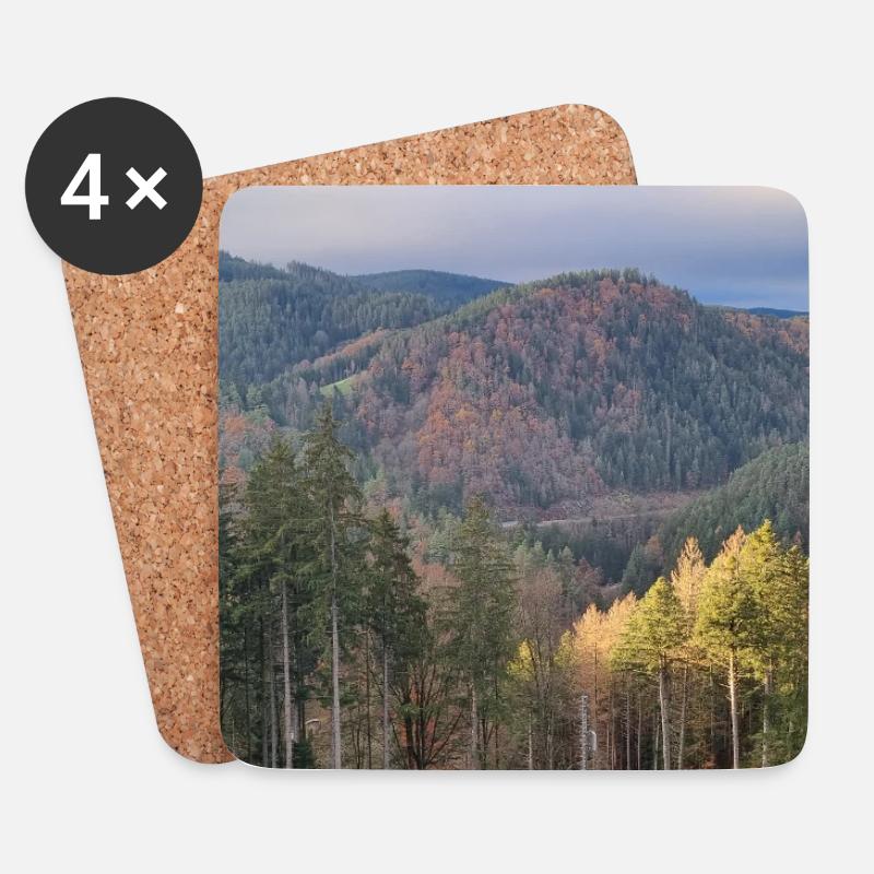 Herbstliche Waldlandschaft mit Sonnenlicht - Untersetzer (4er-Set) - Weiß