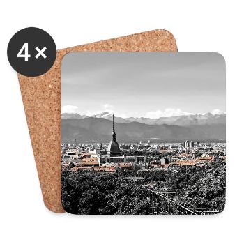 City panorama with mountains - Coasters (set of 4) - white - Front