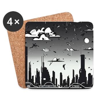 Manga Bande Dessinée Future City Skyline - Dessous de verre (lot de 4) - blanc - Devant
