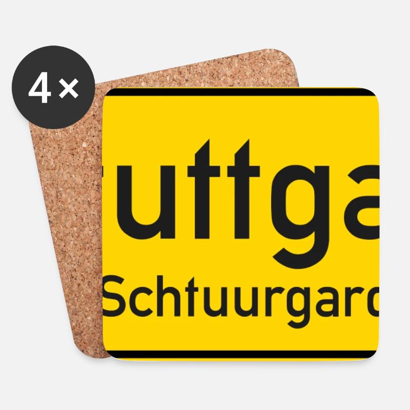 Ortsschild Stuttgart Deutschland - Untersetzer (4er-Set) - Weiß