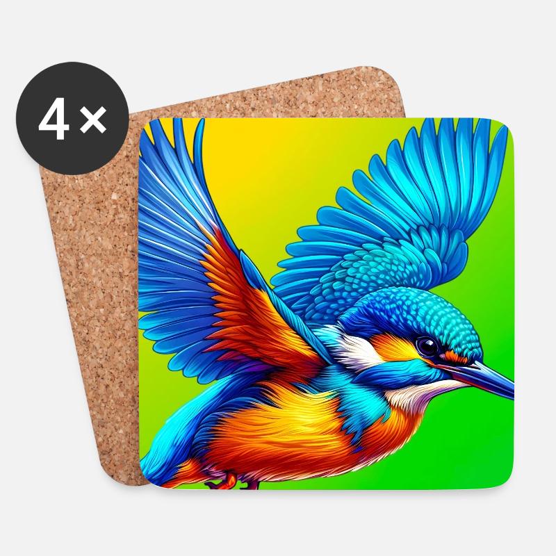 Eisvogel - Untersetzer (4er-Set) - Weiß
