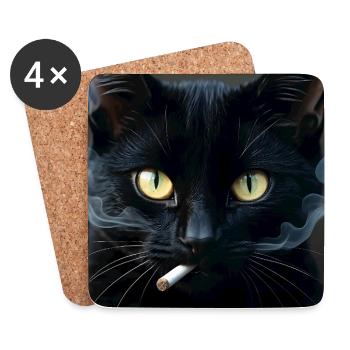 Smoking Cat Generation Z Meme Cat Smoking - Coasters (set of 4) - white - Front