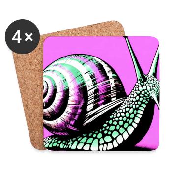 Schnecke - Untersetzer (4er-Set) - Weiß - Vorne