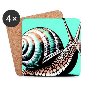 Escargot - Dessous de verre (lot de 4) - blanc - Devant