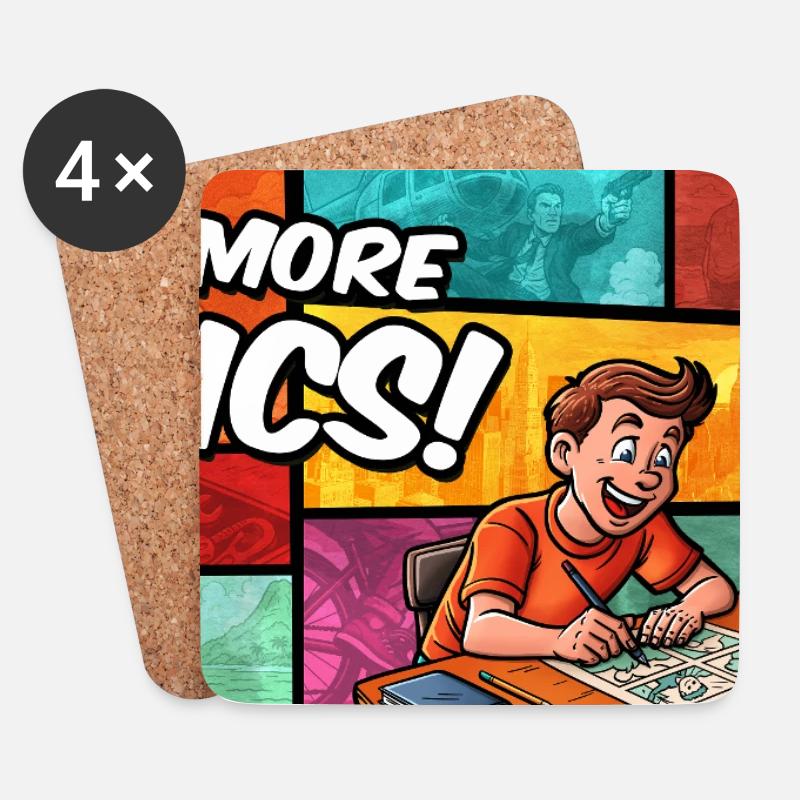 Draw More Comics! - Untersetzer (4er-Set) - Weiß