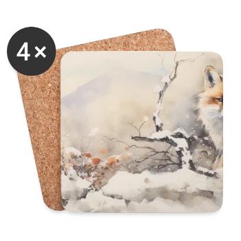 Niedlicher kleiner Fuchs - Untersetzer (4er-Set) - Weiß - Vorne